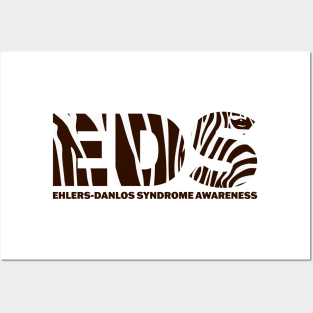 Ehlers-Danlos Syndrome Awareness Typographic Zebra Black Posters and Art